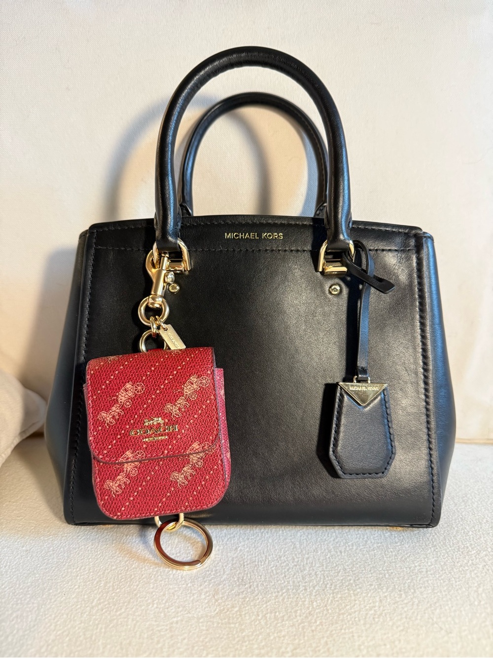 Coach Leather Case Bag Charm Keychain